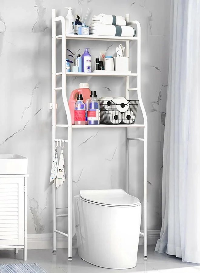 ALMUFARREJ 3-Tier Bathroom Over-The-Toilet Storage Rack Organizer Space Saver (White, 25x47x160cm) hsw2i