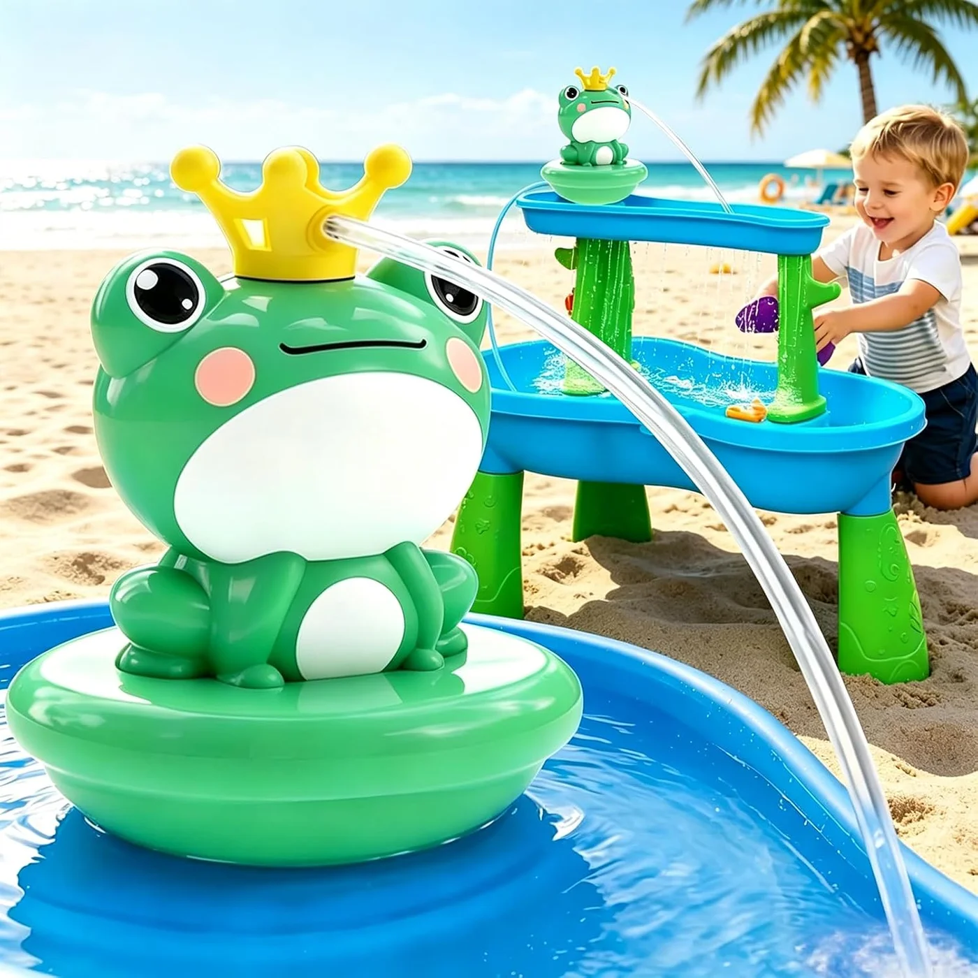 Water Table Pump for Toddlers Battery Powered Cordless Splash Toy for Outdoor Summer Fun (Dark Green) ot9g3