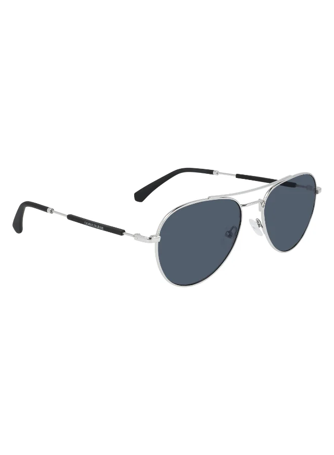 Premium Full Rim Metal Sunglasses for Men and Women (Shiny Silver, 56mm) wpnce