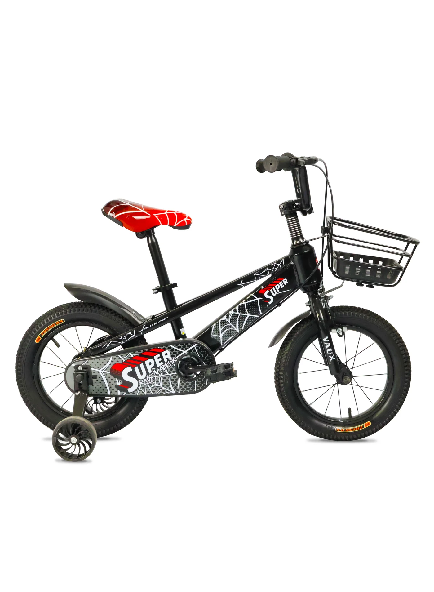 Vaux Kids Bike 16-Inch Wheel Steel Frame with Training Wheels and Basket (Black, 16-Inch) chho7