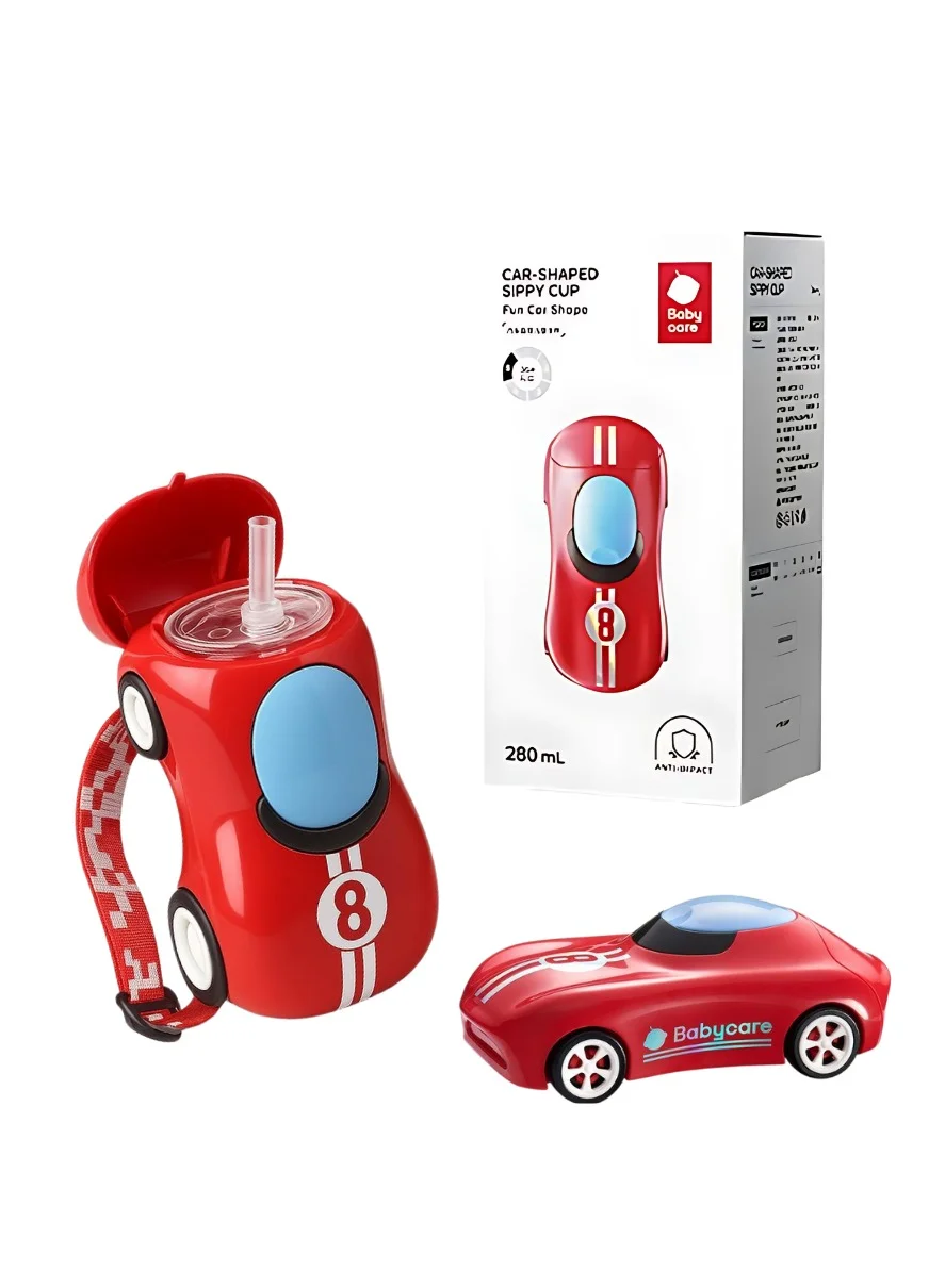 Premium Kids Car Design Water Drinkware BPA-Free Durable Lightweight (Red, 280 mL) hpn4j