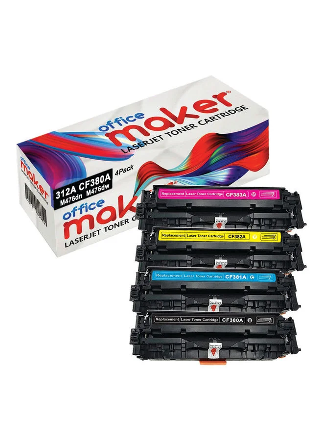 Office Maker Laserjet Toner Cartridge Set (4-Pack, Multicolour) Premium Replacement for 312A CF380A Series Printers gupuz