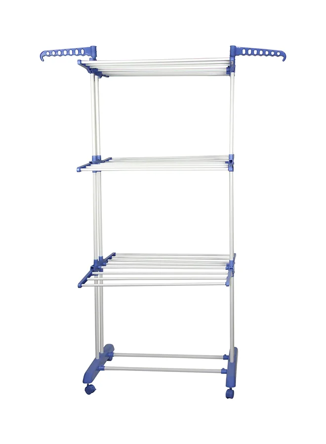 Leostar 4-Tier Heavy-Duty Garment Rack Premium Metal Storage Organizer (White/Blue, 126x170x64cm) q5nm3