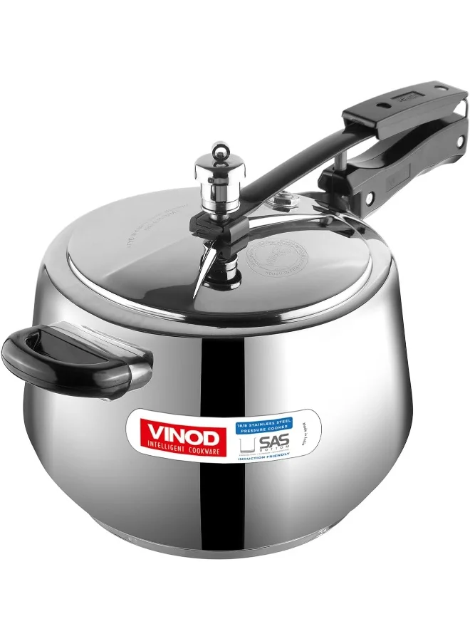 Europa Stainless Steel Pressure Cooker Handi Shape Sandwich Bottom Induction Compatible (Silver, 5.5 L) jq582