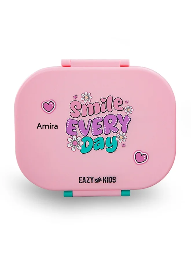 Eazy Kids Bento Lunch Box Set (Leakproof Compartment Food Containers, BPA Free, 1200ml + 760ml, Shine Pink) mno32