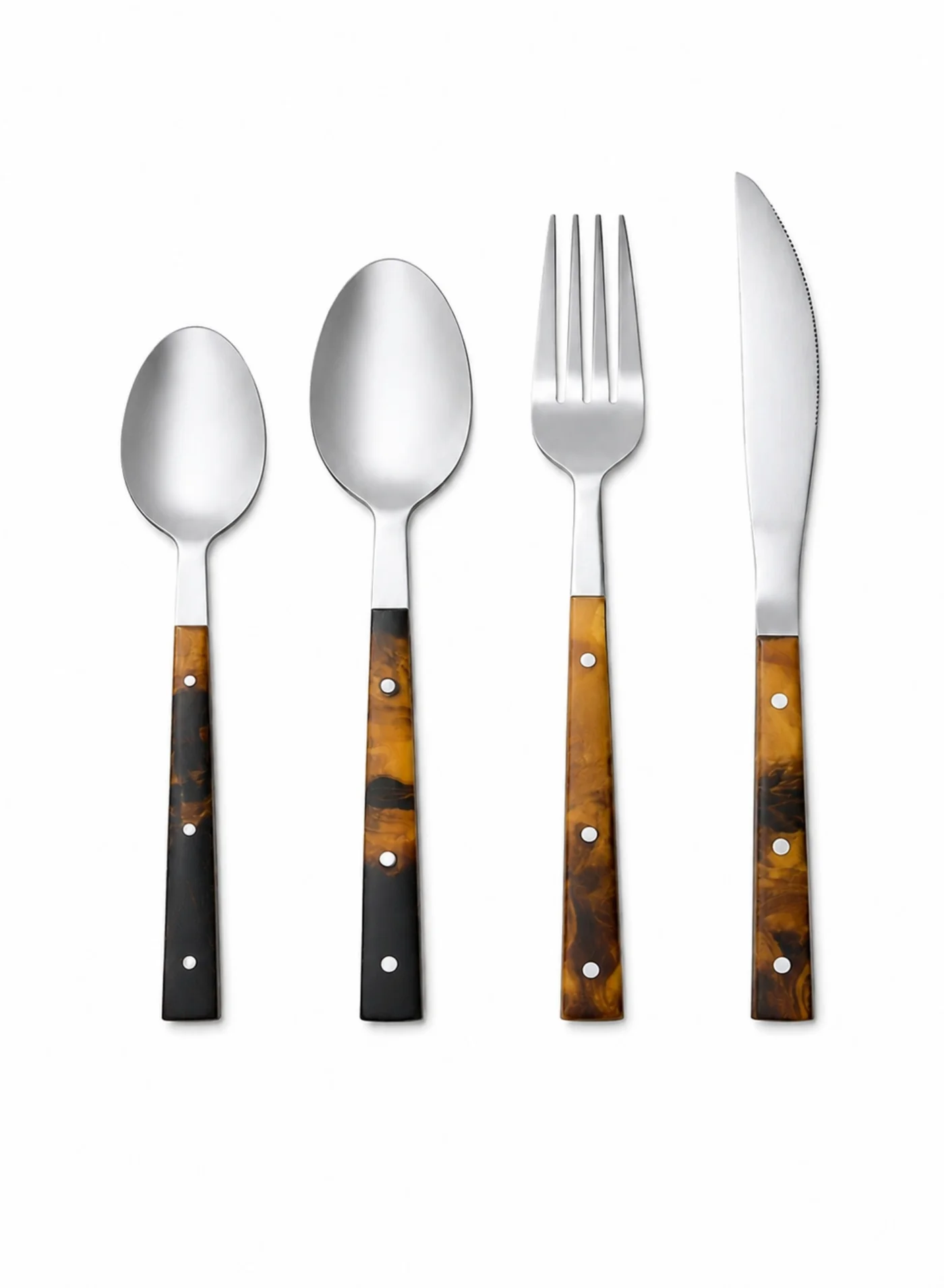 Aanya Homecraft 16-Piece Stainless Steel Cutlery Set with Forged Resin Handles (Silver & Brown, 16-Piece) 33bje