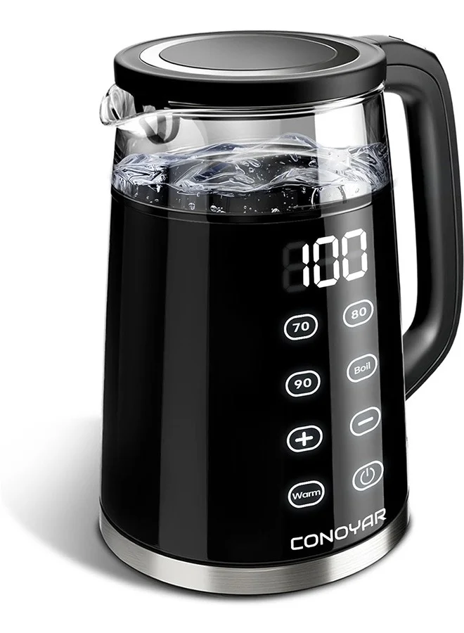 CONOYAR Electric Glass Kettle 1.7L Fast Water Boiler with LED Touch Screen and 4 Temperature Settings (1.7L) i2sne