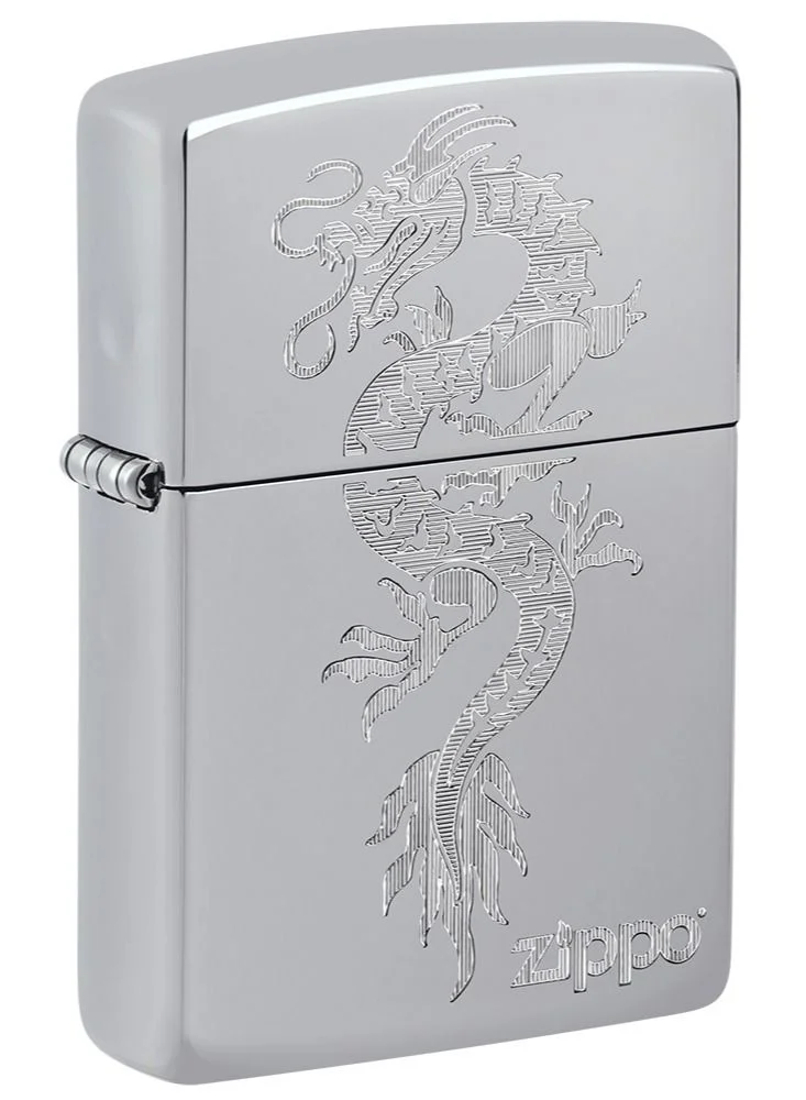 Premium Dragon Design Windproof Lighter High Polish Chrome Finish (Brass, 5.7 cm) oqkzk