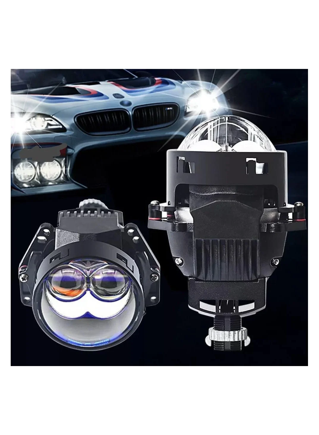 SHEZA STAR 3 Inch LED Projector Lens Headlight Retrofit Kit (120W, 6000K, 30000LM, Hyperboloid Design) rpeep