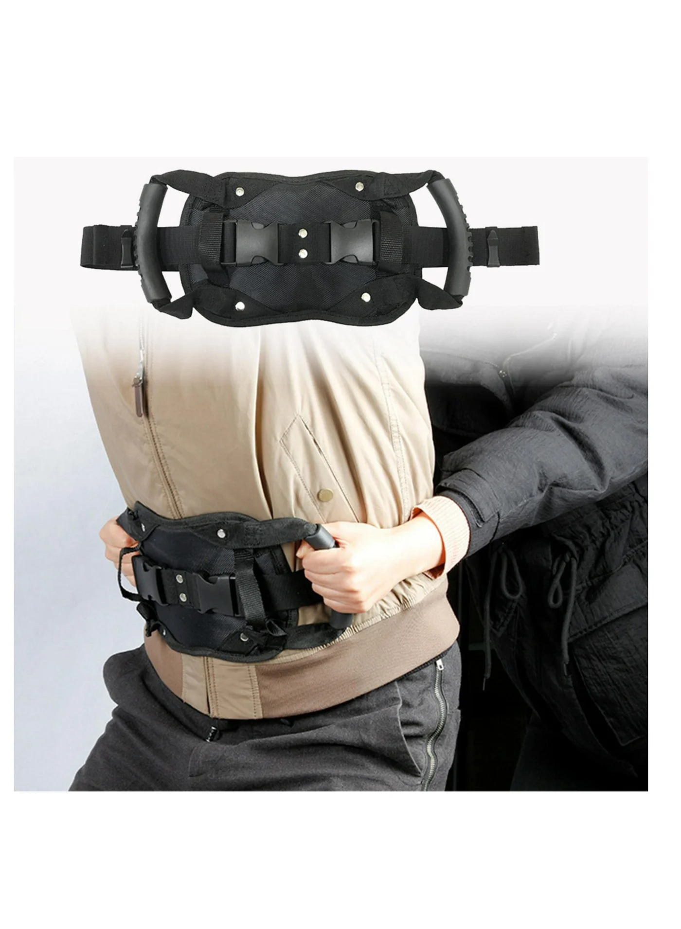SOLARAE Adjustable Motorcycle Backseat Handle Grip Belt for Child Passenger Safety (Black, One Size) 68ata