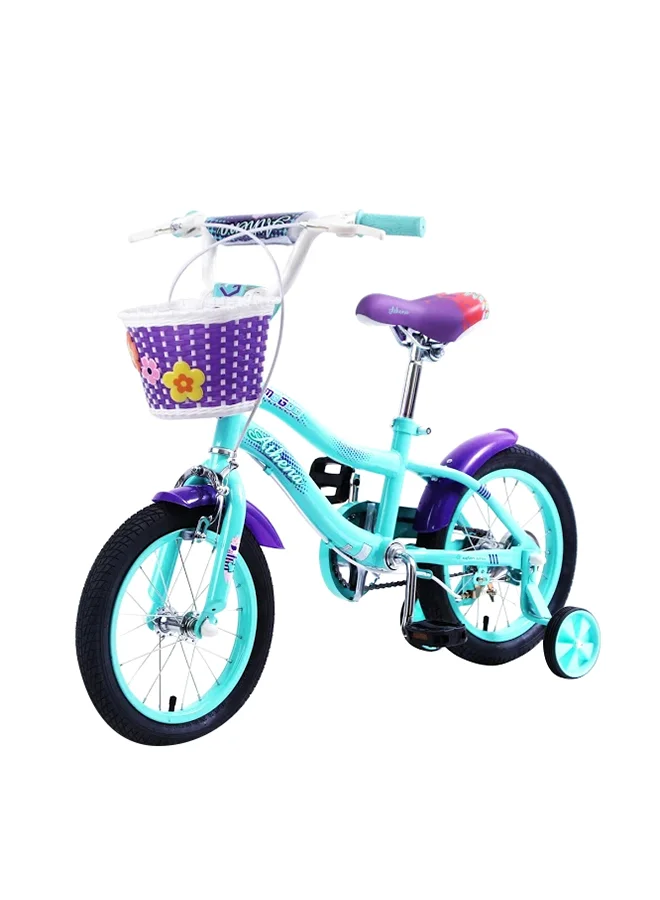 Mogoo Athena Kids Bike with Adjustable Seat and Training Wheels (Green, 14-Inch) qcb4h