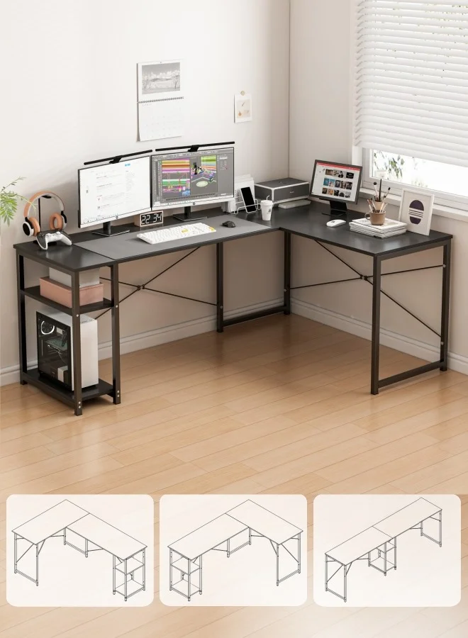 Harlan L-Shaped Computer Desk Modern Corner Workstation for Home Office (140cm x 120cm) hh6id
