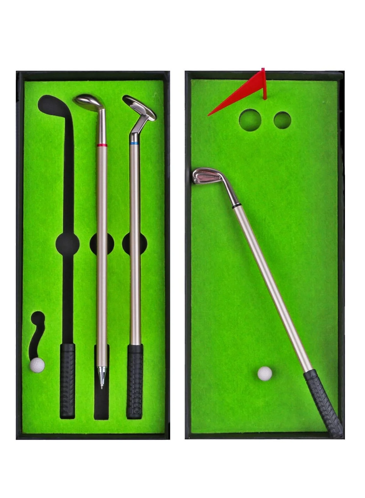 MIXDE Golf Pen Desktop Gift Set (3 Golf Club Pens with Balls and Flag) Premium Office Desk Decor for Golfers c4pk0