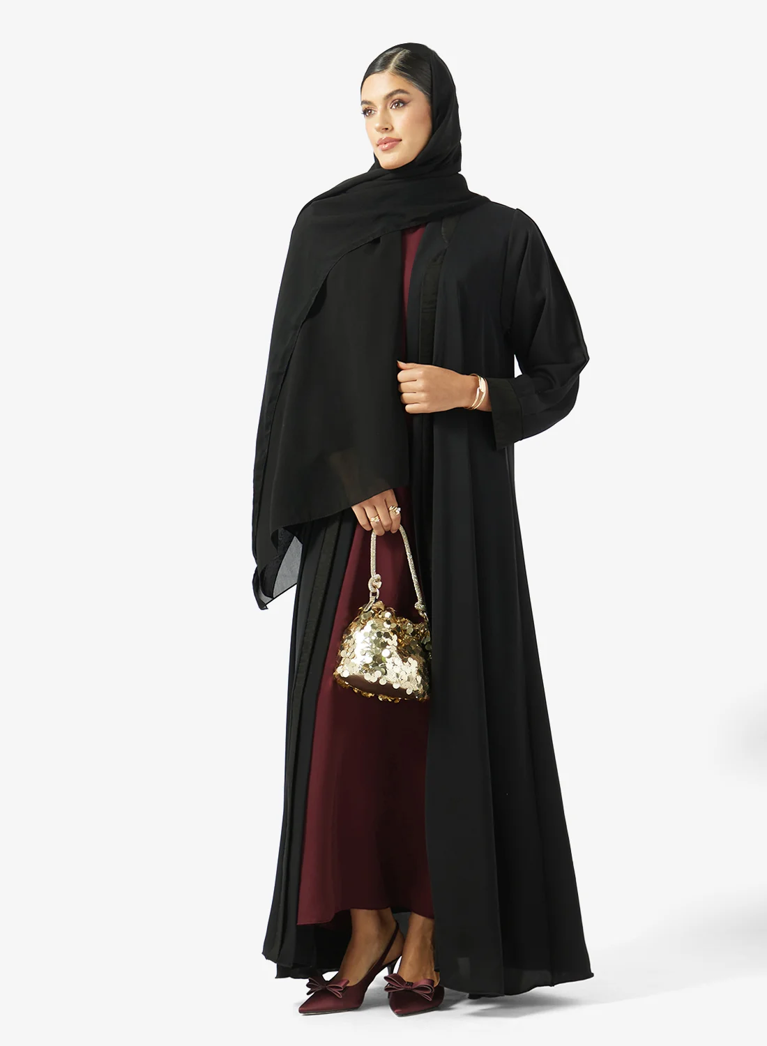 Khizana Elegant Abaya With Tonal Piping Premium Modest Wear For Women (One Size) mh6i0
