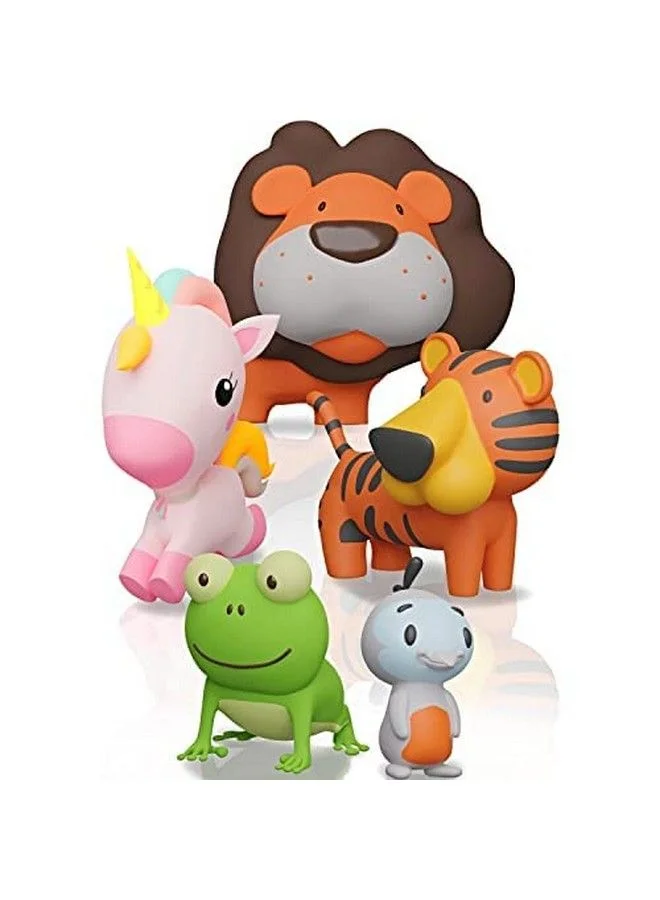 SplashEZ Animal Bath Toys Set, Mold-Free Non-Squirting Design, BPA-Free Silicone, Safe for Infants and Toddlers (6-Piece Set) ibwko