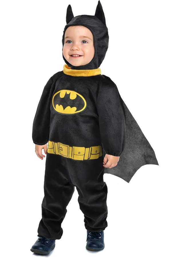 Ciao Superhero Infant Jumpsuit Costume with Cape and Bonnet (Black, 6-12 Months) 3gswa