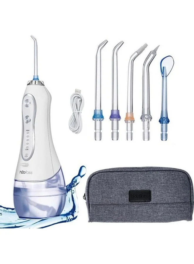H2ofloss Cordless Water Dental Flosser Portable Oral Irrigator for Braces and Teeth Cleaning (White, 300 mL) 05mbm