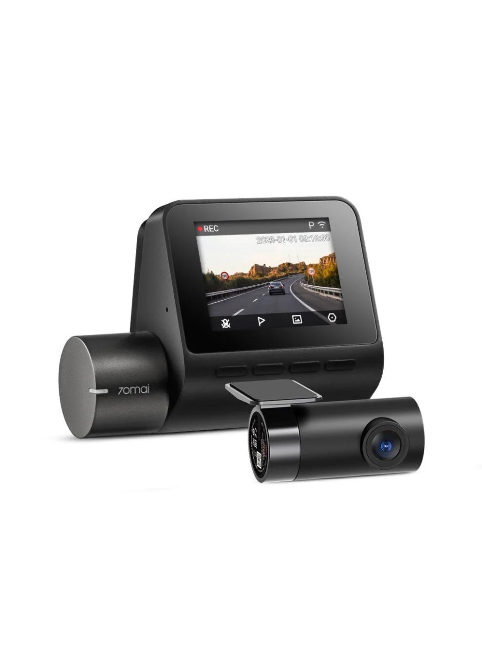 70mai Dash Cam A200 Dual-Channel 1080P HDR Car DVR with 2-Inch IPS Screen and 130-Degree FOV (Black) 57dgd
