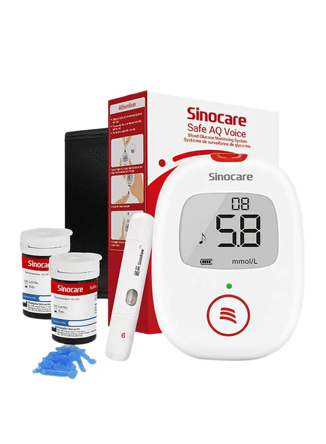 Sinocare Safe AQ Voice Blood Glucose Monitoring System with 50 Test Strips and Lancets (1 Set) 803l0