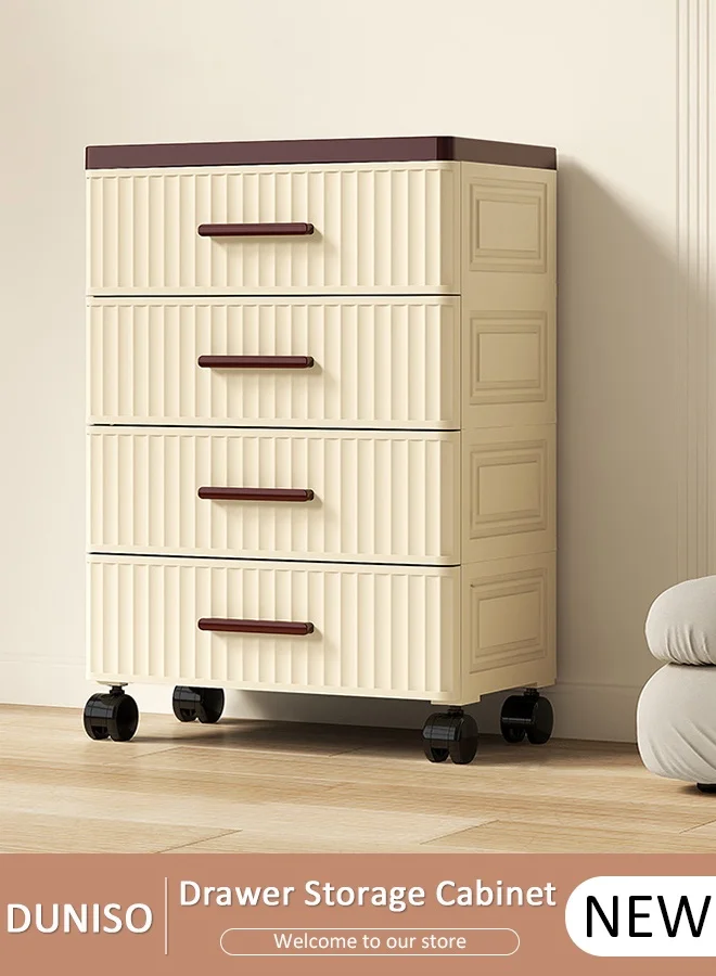 DUNISO 4-Layer Storage Cabinet with 360¡ã Wheels, Premium Plastic Drawer Cart, Space-Saving Organizer Tower for Home and Office (4-Layer) 32228