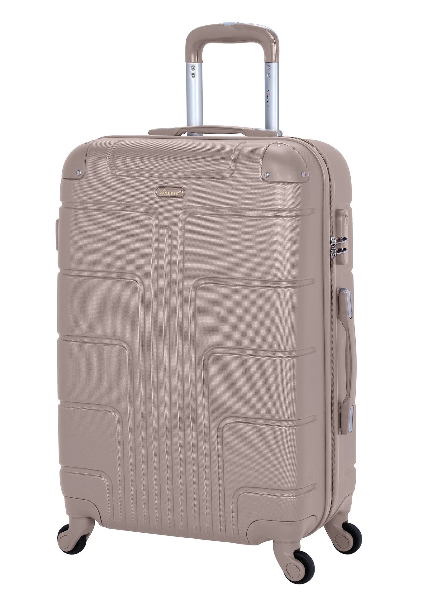SENATOR Hard Case Travel Trolley Suitcase Lightweight ABS Luggage with 4 Spinner Wheels (Khaki, Medium) ghxoa
