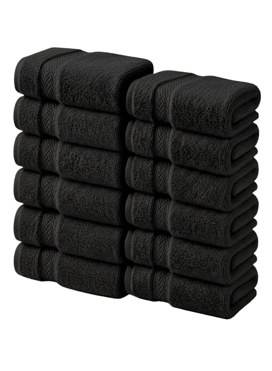1Chase Luxury Face Towel Set (Cotton, Soft & Absorbent, Black, 12-Pack, 33x33cm) 22t84