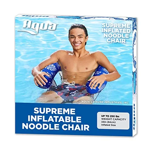 Aqua Leisure Inflatable Pool Noodle Chair Premium Mesh Sling Floating Seat (Blue Pineapple Hibiscus, 120 cm) zab11