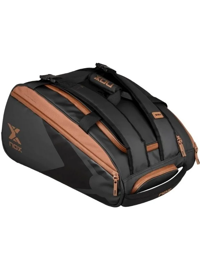 Nox Luxury Open Series Padel Bag Premium Sports Equipment Carry Case (Black/Brown, 60 cm) nuszq