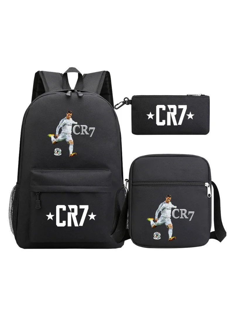 Premium Soccer Fan Backpack Set, Large Capacity School Bag with Lunch Bag and Pencil Case (3-Piece Set, Unisex) 6ryhf