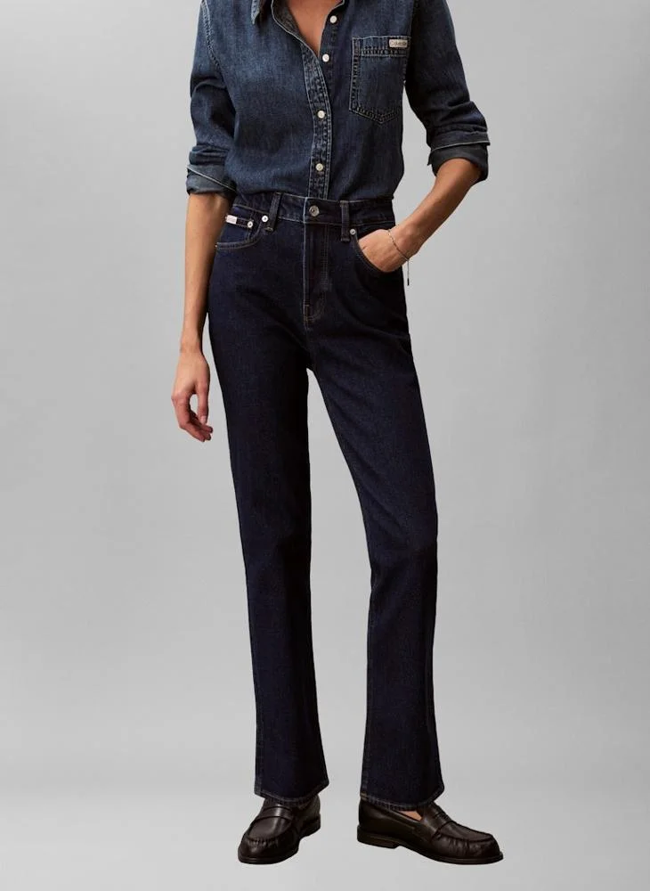 Premium High Rise Slim Fit Jeans with Topstitched Detail (Women, Blue, 30 Inch) 22bpz