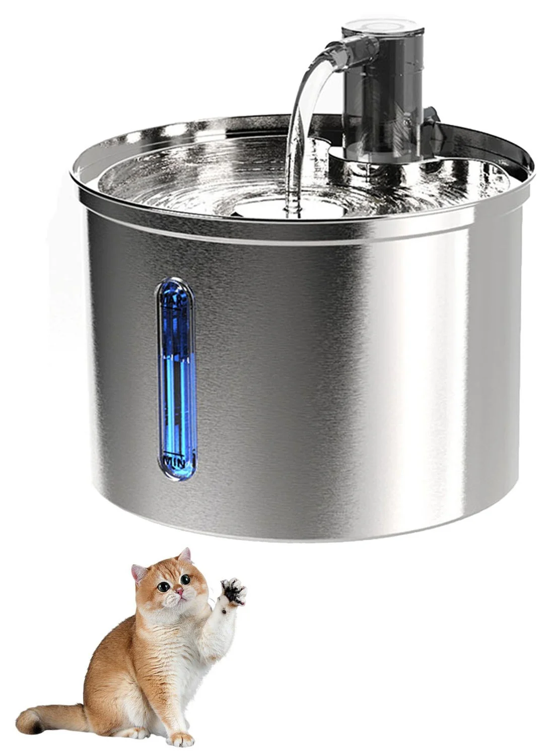 Kidle Stainless Steel Pet Water Fountain Automatic Drinking Dispenser with Water Level Window (2.5 L) eou11