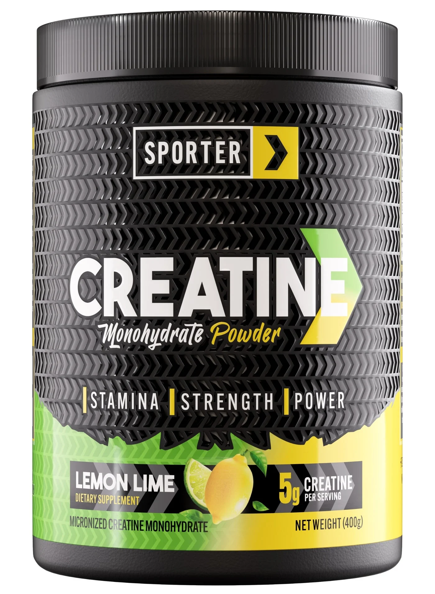 Sporter Creatine Monohydrate Powder Micronized Formula for Strength and Recovery (Lemon Lime, 400g) beb0b