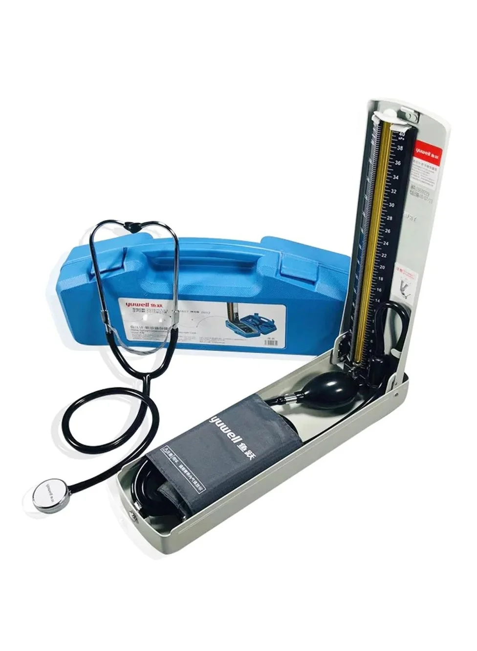Professional Mercury Sphygmomanometer with Stethoscope Manual Blood Pressure Monitor Kit (Standard Adult Size) eecj2