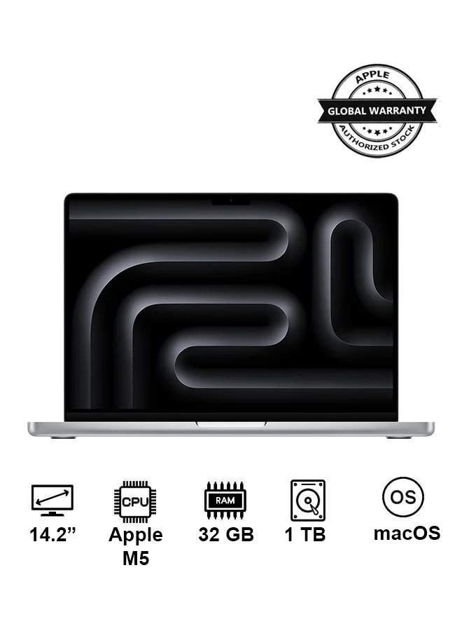 Premium Smart Laptop Pro 14.2-Inch Display 32GB RAM 1TB SSD 10-Core CPU macOS (Silver) ybo75