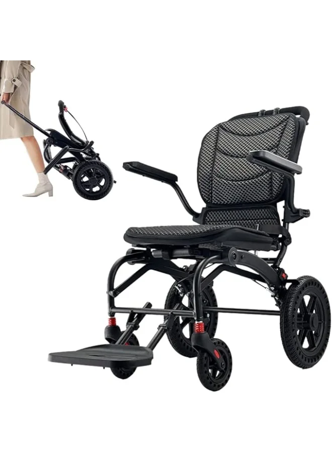 Cool Baby Lightweight Foldable Transport Wheelchair with Removable Cushion and Telescopic Handle (Adults, 100 kg Capacity) 68vsy