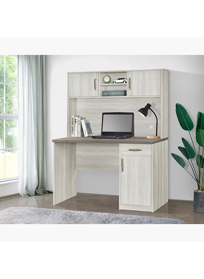 Home Box Angelic Study Desk With Hutch Premium Wooden Workstation (120 x 157 x 60 cm) hc8j8