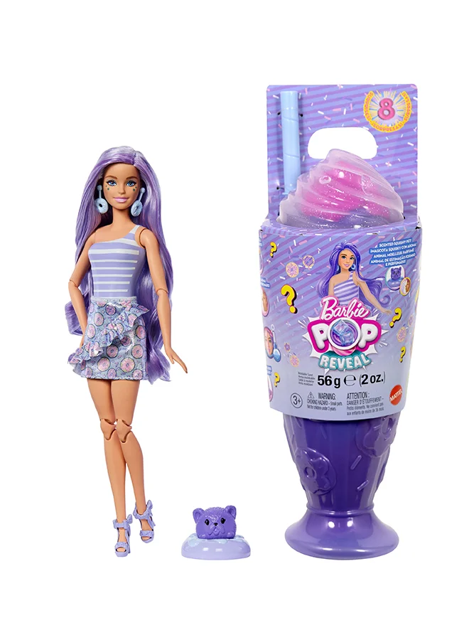 Fashion Doll Pop Reveal Cares For Series Donut Dreams Theme Set with Pet (8 Surprises, Color Change Feature, 25 cm) 07pca