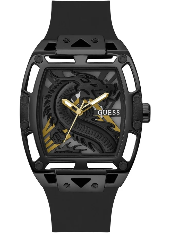 Premium Men's Analog Quartz Watch with Silicone Strap (Black, 44mm) gyugg