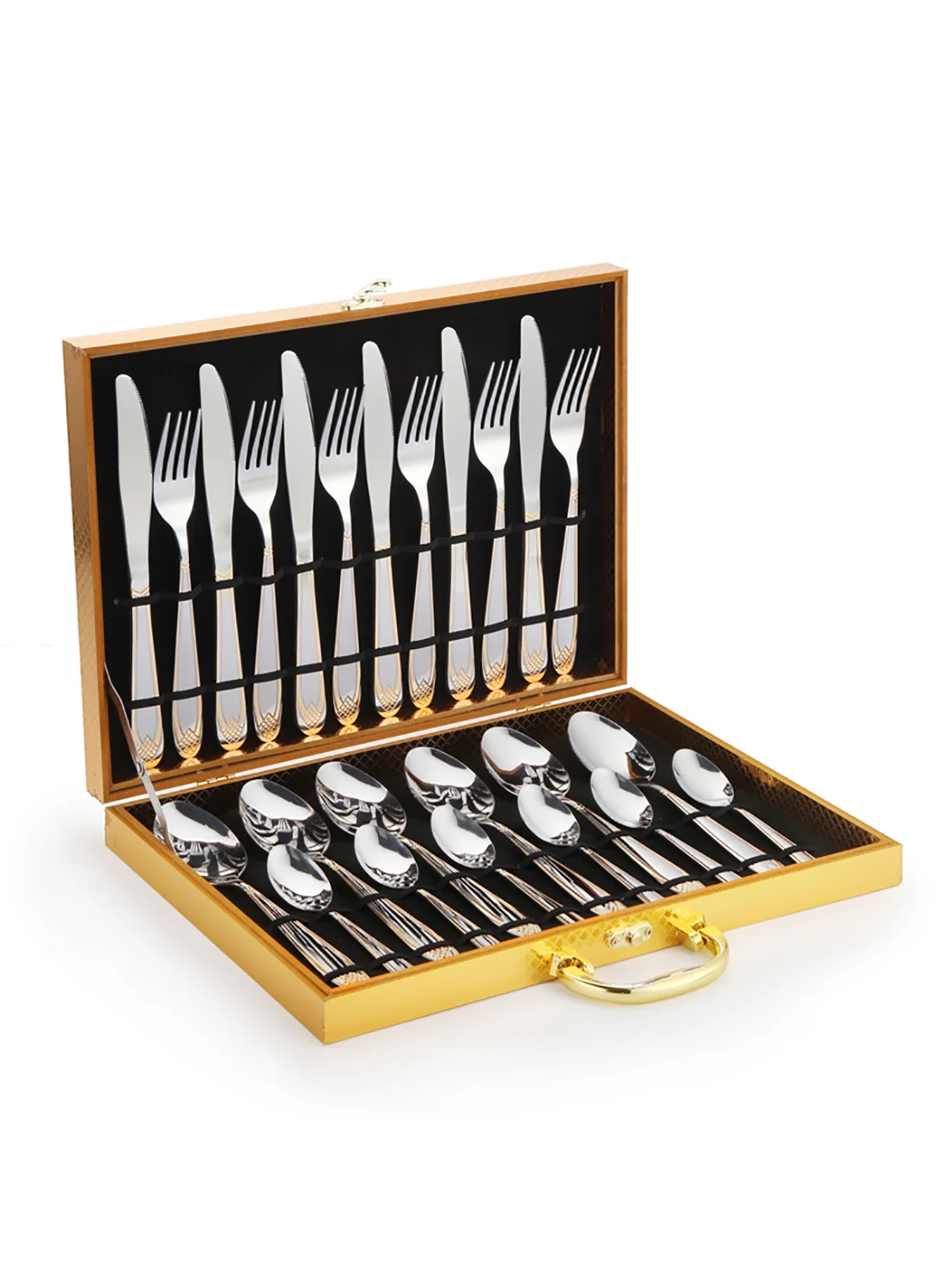 Sunhome 24-Piece Stainless Steel Cutlery Set Premium Dining Tableware (Silver, 24-Piece) 3uxmx