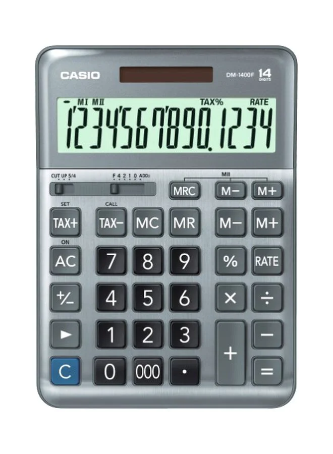 Premium 12-Digit Desktop Electronic Calculator Large Display Professional Office Tool (Silver) td7j5
