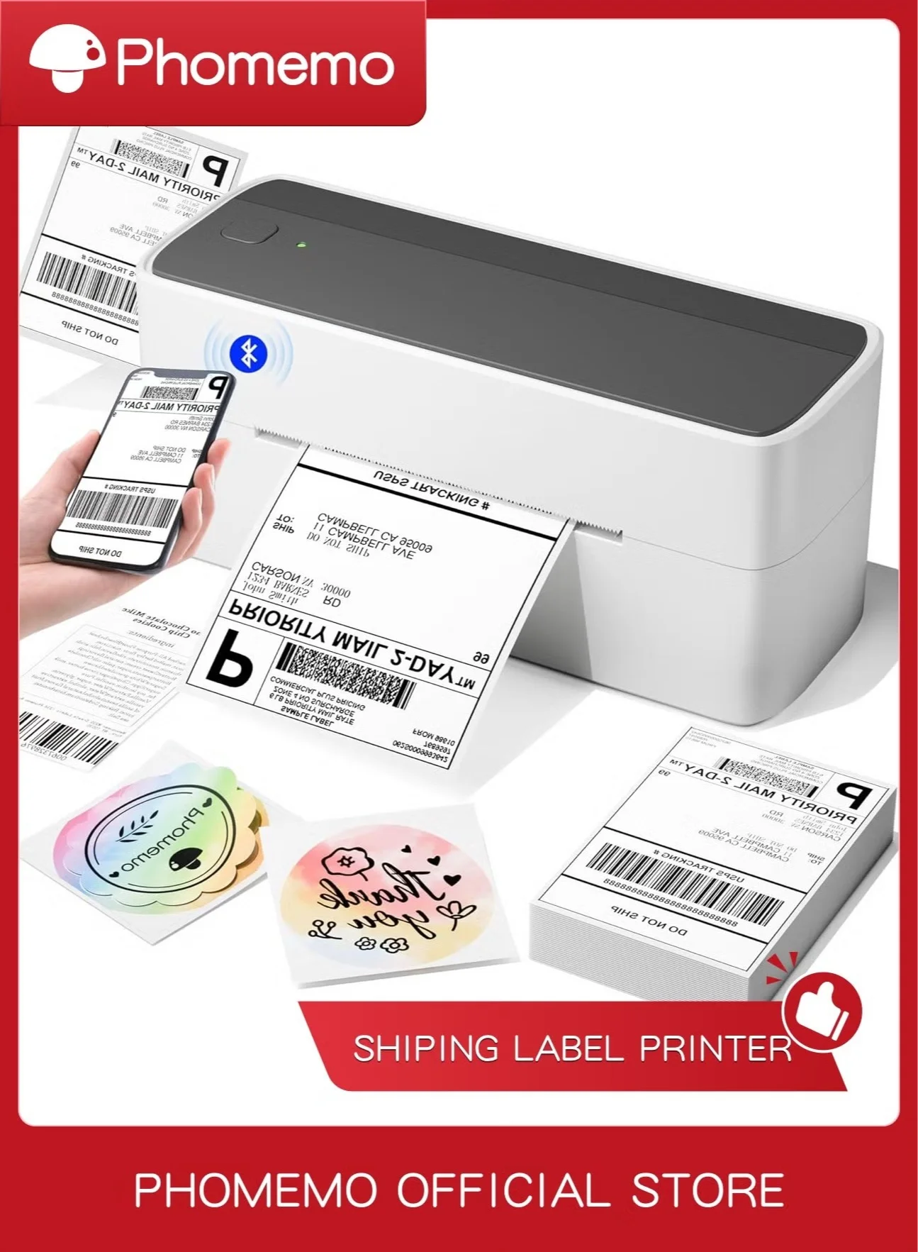 Thermal Label Printer Wireless Bluetooth Shipping Label Maker for Home and Office (White, 10 x 4x6 inch Sheets) t85sx