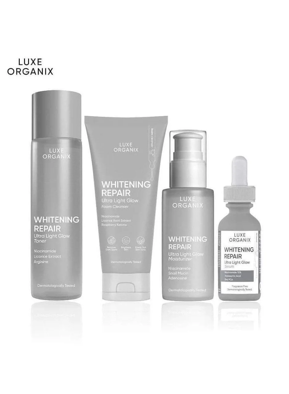 Luxe Organix Whitening Repair Skincare Set (Cleanser, Toner, Moisturizer, Serum) - Premium Facial Care Routine dkzzx