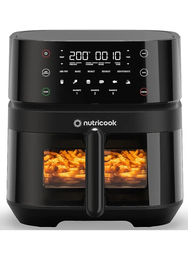 Nutricook Digital Air Fryer, 5.7L Capacity, 1700W Power, 6-in-1 Multi-Function Cooking Appliance (Black, 5.7 L) mflo0