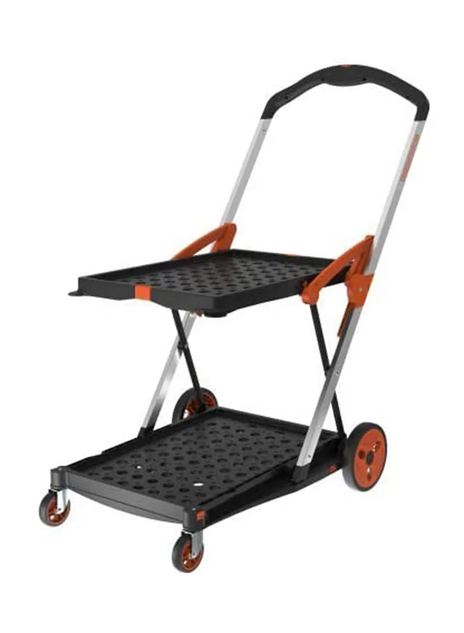 Premium Folding Double Level Platform Trolley Heavy-Duty Industrial Cart (Orange, 60kg) 6vso7
