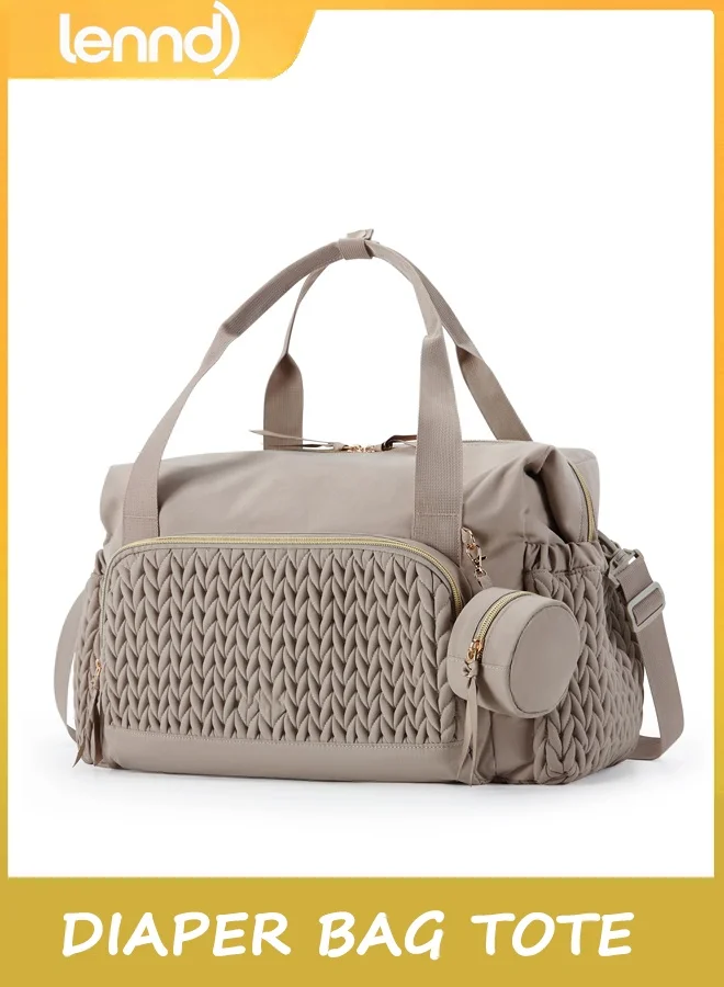 LENND Large Capacity Diaper Bag Tote Premium Travel Organizer for Parents (Grey, 40x30x20 cm) io0ad