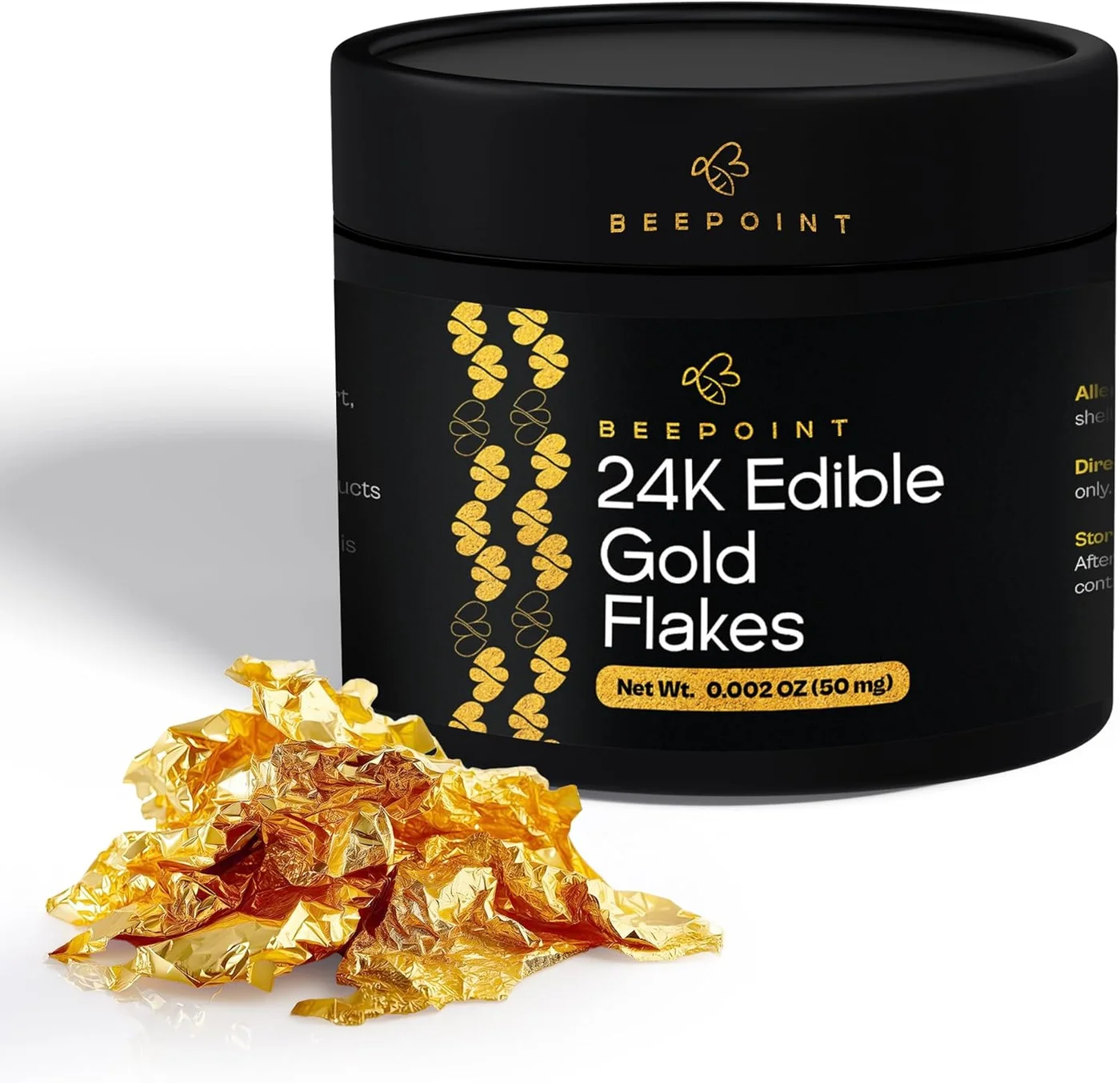 BeePoint 24K Edible Gold Foil Flakes Premium Culinary Grade Decorating Material (Gold, 50mg) o7b19