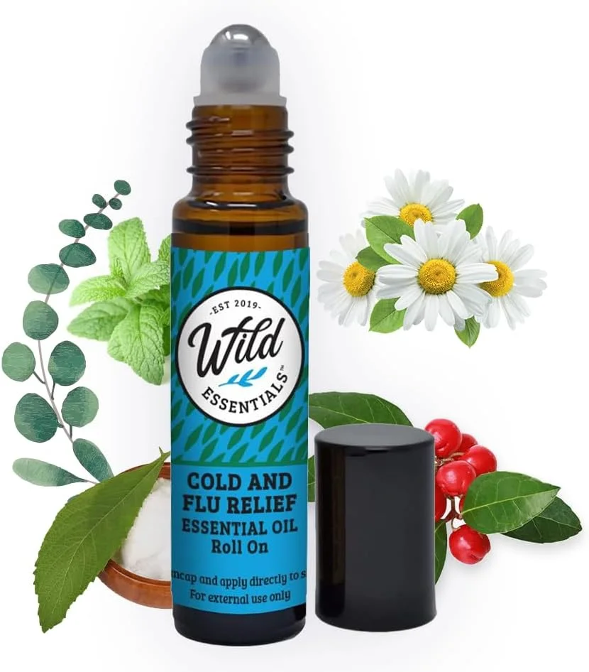 mEssentials Cold and Flu Relief Essential Oil Roll On (Premium Blend with Organic Jojoba Oil, 10 mL) 2fnhi
