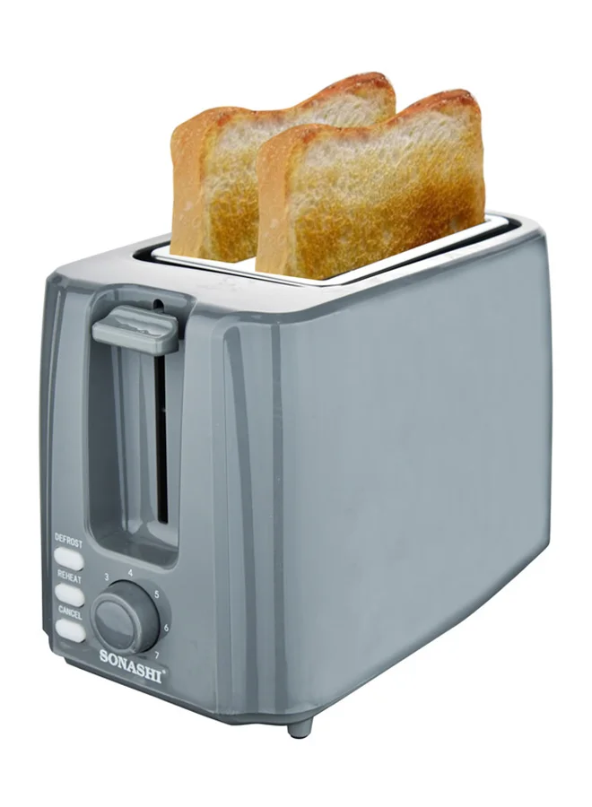 SONASHI 2 Slice Bread Toaster with 7 Browning Control and Crumb Tray (Grey, 750 W) 2otxi