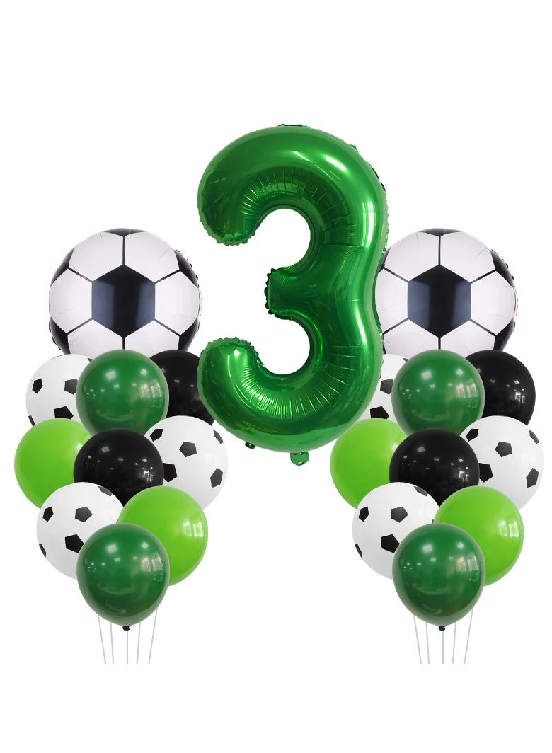 MIXDE Soccer Theme Balloon Set Birthday Party Decoration (Green, 32 Inch, 3 Piece Pack) 84c65
