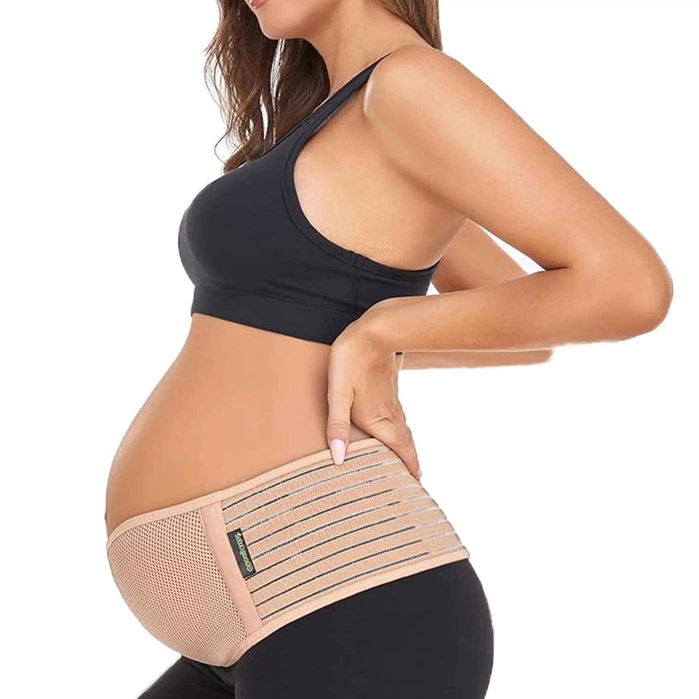 Premium Maternity Support Belt Pregnancy Belly Band for Back Pelvic and Hip Relief (Beige, One Size) o0mnw